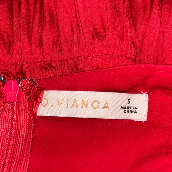 O.Vianca Satin Spaghetti Strap Red Mini Dress Sz Small - Picture 8 of 9